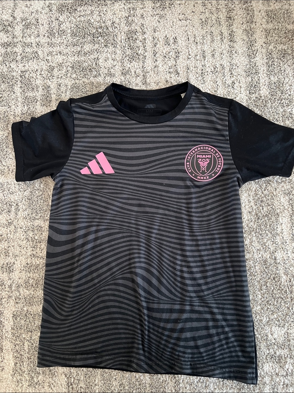 adidas Black & Pink Inter Miami Kids Soccer Tee